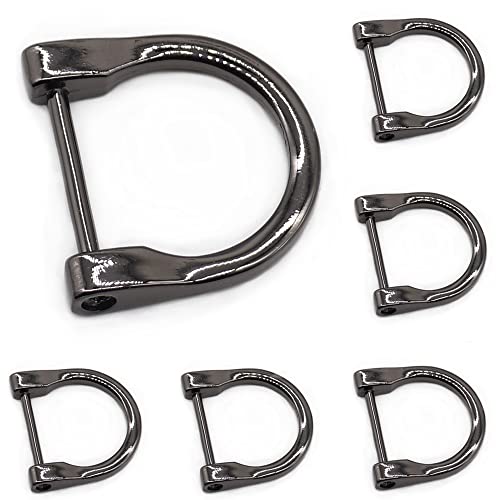 D Anillos para Bolsas, 6 Piezas Anillos de Aleación de Zinc para Cinturones de Bolsas, Correa en Forma de U Extraíble Ajuste de Hebilla para Bolsos y Accesorios de Ropa, Cierre Correas (Negro) Cover