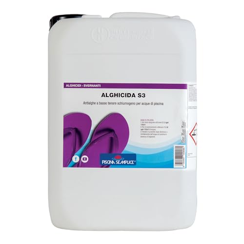 PISCINA SEMPLICE - Alghicida S3 Liquido, Ideale per Prevenire le Alghe In Piscina, Formato Da 10 Kg