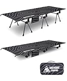 OneTigris SUPRANUBIS Feldbett klappbar 190×70 cm, tragbar Campingbett faltbar leicht, Klappbett Camping bis 150 kg für Zelt, Outdoor, Reisen, Garten, Büro (Schwarz 2)