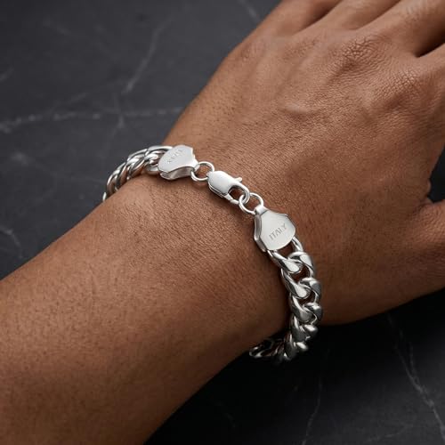 Pulsera eslabones cubanos de plata S925 para hombre 12MM miniatura 2