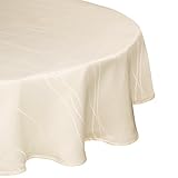 Benson Mills Gourmet Spillproof 70-Inch Round Fabric Tablecloth, Ivory