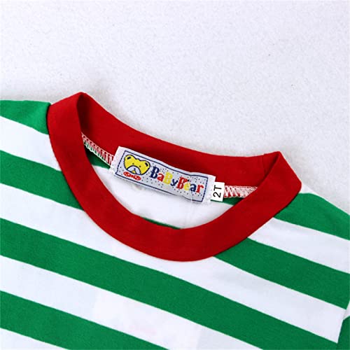 Conjunto de pijama infantil infantil para bebês meninos e meninas pijama de Natal camiseta listrada