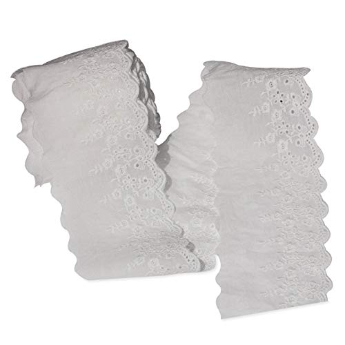 Idongcai Eyelet Lace Trim Ivory White Cotton Lace Trim Lace Fabric For Sewing Embroidery Lace Trim For Home Decor Supply 3.5'' Wide 7 Yards #TOP5