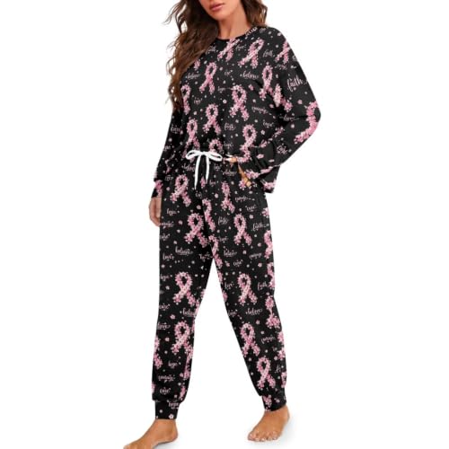 Image of Womens Pajama Sets 2 Piece Pjs Lounge Sets Long Sleeve Sleepwear Crew Neck Pullover Top with Long Pants
