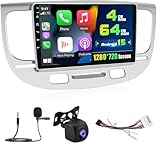 4+64G Android 15 Car Stereo for Kia Rio 2005-2011,9 inch IPS 1280 * 720 Touch Screen Radio Wireless Apple Carplay Android Auto DSP 5G WiFi Bluetooth GPS FM RDS+Free AHD Backup Camera