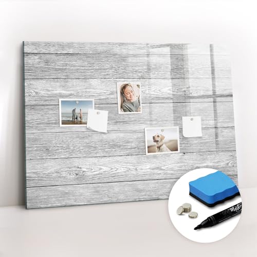 Tulup mit Magneten und Stift Glasplatte Magnettafel Tafel abwaschbar Magnetisch zum Beschriften Magnetpinnwand 100x70 Wandtafel Schreibtafel mit Motiv - Holzplatten