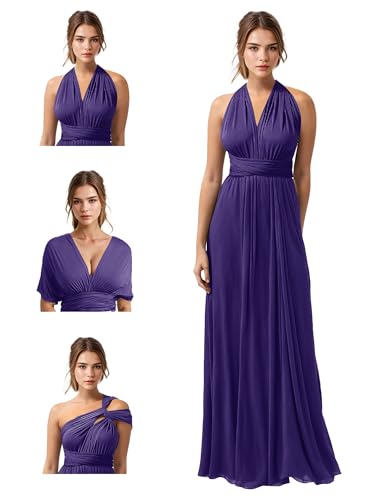 Image of JAEDEN Bridesmaid Dresses Multiway Convertible - Long Bridesmaid Dresses Chiffon Pleat 2026