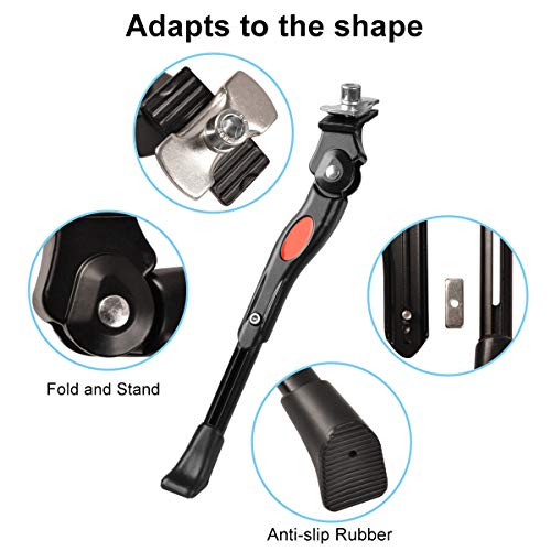Kickstand For 16 18 20 Inch Kids Bicycle Center Mount Adjustable Aluminum Alloy Bicycle Kickstand Adult Kick Stands For 16-20 Inch Mountain Bike/Road Bicycles #TOP6