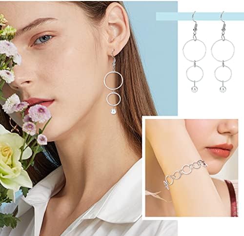 PandaHall 60pcs 6 Sizes Round Earring Hoops, Brass Circle Frame Rings Beading Earring Findings with 925 Sterling Silver Plated for Jewellery Earring, Necklace, Epoxy Resin Craft Making