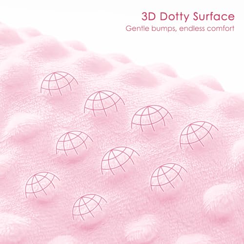 Image of SANDJEST Pink Bow Minky Muslin & Dotted Blanket 30x40 in Gift for Holiday, Gender Reveal Party, Hospital Visit, Baptism