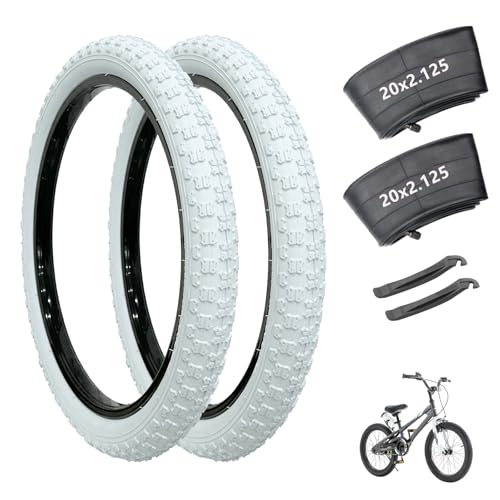 Tires Kids Bike Tire Folding Replacement Puncture-resistant Tire For Bmx Mtb Mountain Bike, 20" Schrader Valve Bike Tubes And Tire Levers 2 Pcs(white)