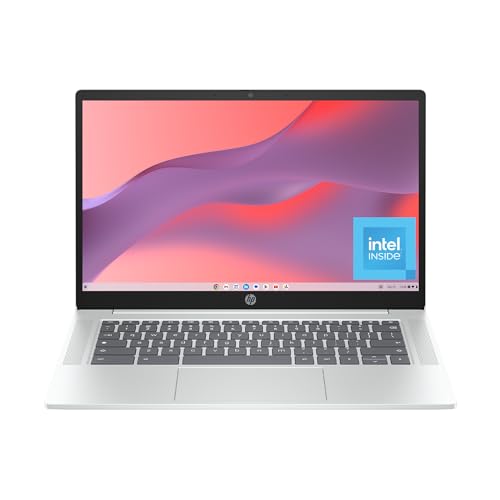 HP Chromebook 14 inch Laptop, HD Display, Intel Processor N100, 4 GB RAM, 64 GB eMMC, Intel UHD Graphics, Chrome OS, Glacier Silver, 14a-nf0019nr