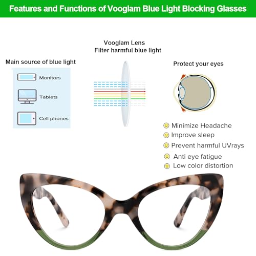 Image of VOOGLAM Stylish Cat Eye Blue Light Blocking Glasses for Women Anti Eyestrain Dry Eyes Eyewear