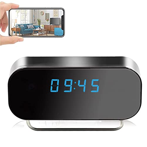 Hidden Camera Clock 1080P HD Security Camera Indoor WiFi, Covert Nanny Cam with Loop Recording, Night Vision and Motion Detection Alert, Spy Camera for Home Office, No Audio