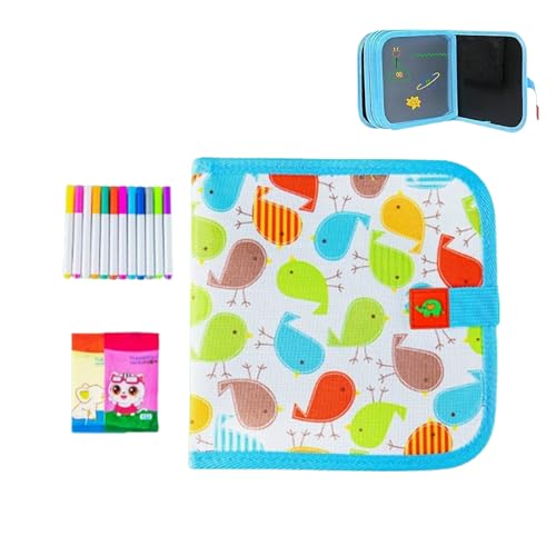 Reusable Scribble Book And Markers, Erasable Portable Drawing Book, Reusable Sketchpad With 12 Pen And Storage Bag (A)