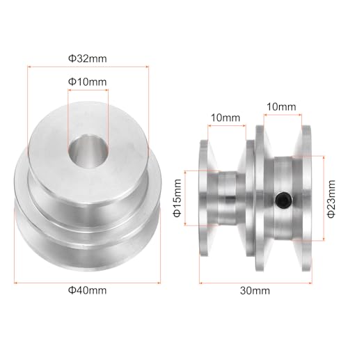 QUARKZMAN V-Typ Riemenscheibe Keilriemenscheibe 10mm Bohrung 40mm Außendurchmesser Einzelrille Aluminiumlegierung für O-Typ Z-Typ Dreiecksriemen Motorwelle Bohrmaschine mit Installation