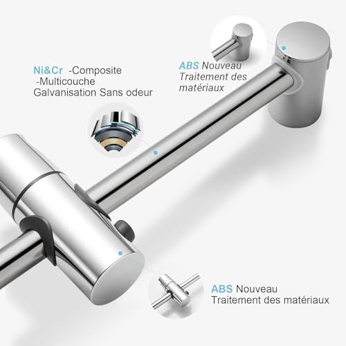 Barre de douche 60 cm réglable 360° inox OFFO