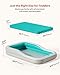 QPAU Larger Inflatable Toddler Travel Bed, Portable Kids Air Mattress with Built-in Bumpers, Fast Electric Pump, Separate Mattress Design, for Home, Grandma's, Camping, and Vacation, Cyan