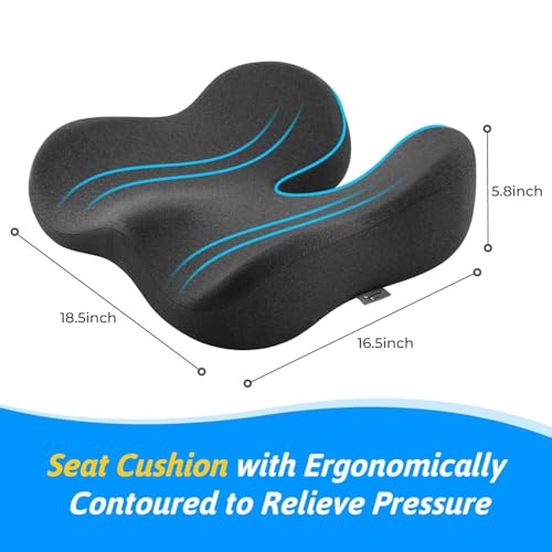 Seat Cushion for Tailbone & Sciatica Pain Relief - Plush Yet Supportive Ergonomic Memory Foam Chair Cushions for Office Chair, Car, Wheelchair,Airplane & Long Sitting (Gray) - Image 3