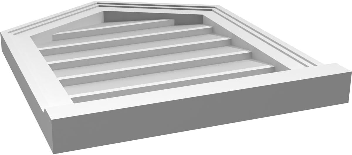 GVSPE18X2203SN-07 Peaked Top Brickmould Sill Frame, Primed Tan Signature Series Surface Mount Gable Vents, 18-in. W x 22-in. H, Unfinished