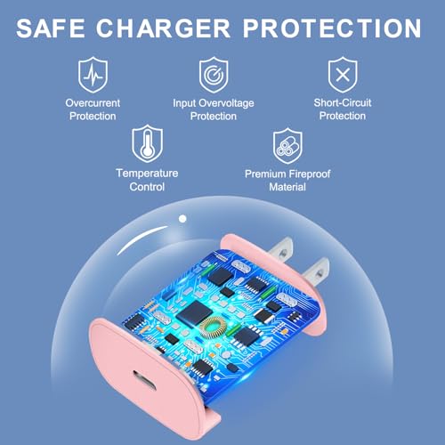 Phone 17 16 15 Charger Fast Charging,30W USB C Phone 17 16 15 Pro Max Charger Block &10FT Long Type C Cable Cord for Phone 17/17 Air/17 Pro/17 Pro Max/16/16 Plus/16 Pro/16 Pro Max/15/15 Pro Max,Pink