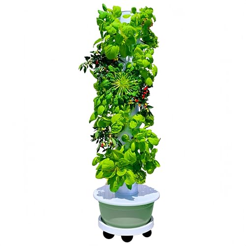 Vertical Hydroponic Growing System Kit, Indoor & Outdoor Hydroponic Tower, Herb Growing Garden with 36 Planting Sites, Automatic Timer Smart Hydroponic Gardening System