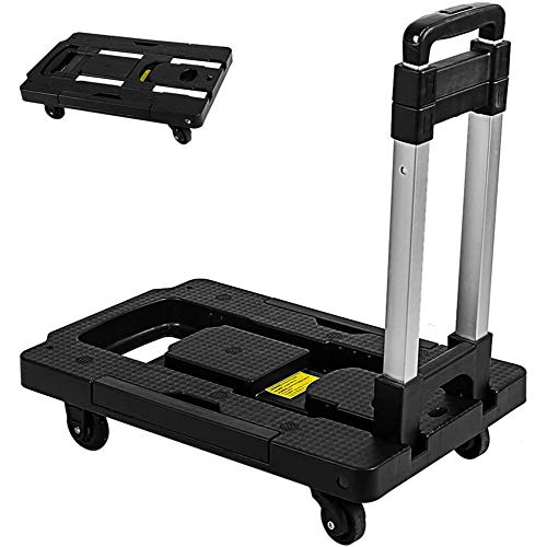 Klappgepäckwagen, Heavy Duty Hand Truck, bewegliche Convertible Einkaufswagen, Aluminium-Leichtbau Kleine Faltbare Kofferkuli Wagen mit Rädern,