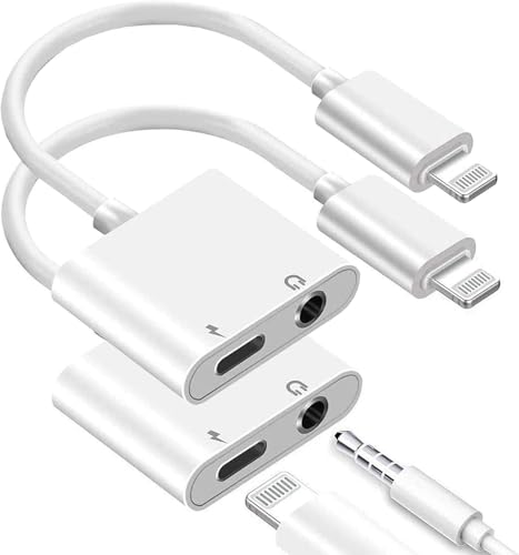 [Apple MFi Certifié] Adaptateur 2-en-1 Charge + Audio pour iPhone, Dongle Lightning vers Jack 3.5mm, Prise en Charge du Son HD sans Perte, Compatible iPhone...