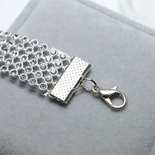 TseenYi Strass-Kristalle breite Kette, Halskette, Silber, Tenniskette, kurze glänzende Ketten, Schmuck für Frauen und Mädchen, 1 Stück (Set von 1), Silber, Strass