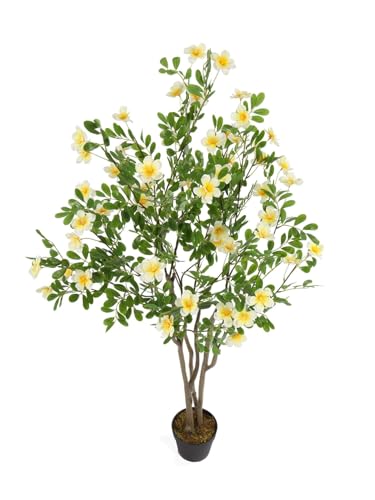 Image of Fox & Fern Artificial Bougainvillea Plant | with Basic Pot | Elevate Any Corner of Your Home /Office | Ornamental Plant Best for Home Decor (Pack of 1) (Ht. 4Ft) (Magnolia 140cm Yellow)
