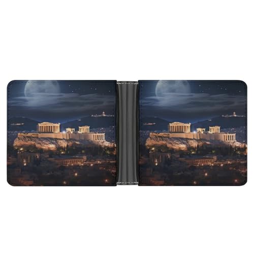 Acropolis Of Athens Bifold Wallet PU Leather Coin Purse Lightweight Credit Card Holder Wallet Money Clip