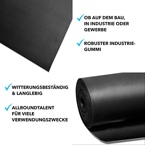 KARAT Gummimatte Meterware - Gummiläufer in vielen Strukturen - Antirutschmatte - Noppenmatte - Bodenmatte - Tränenblech - Bodenbelag (SBR-Gummi - 2mm, 120 x 100 cm)