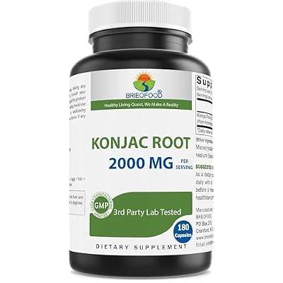 Brieofood Konjac Root Glucomannan 2000 mg per Serving - 180 Vegetarian Capsules
