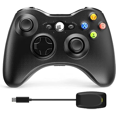 YCCTEAM Xbox 360 Wireless Controller, 2.4GHz Dual Vibration Xbox 360 Game Controller with Receiver Remote Gamepad Joypad for Xbox 360 Slim PS3 and PC Windows 7/8/10 -No Audio Jack Cover