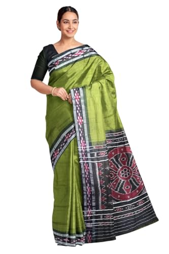 Image of COTTONSILK & KHANDUAPATA Odisha Sambalpuri Handloom Ikat Women Cotton Saree, Odisha Handloom Handmade Pure Cotton Khandua Saree, Ikkat Orissa Traditional Handloom Saree Without Blouse 430