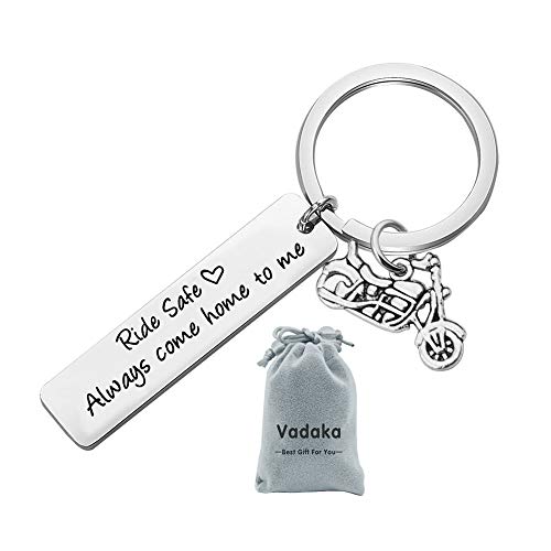 Biker Gift Ride Safe Always Come Home to Me Keychain Gift for Husband Son Family Friend Valentine's Day Keychains for Boyfriend Dad Girlfriend Key Chain Father's Day Gift