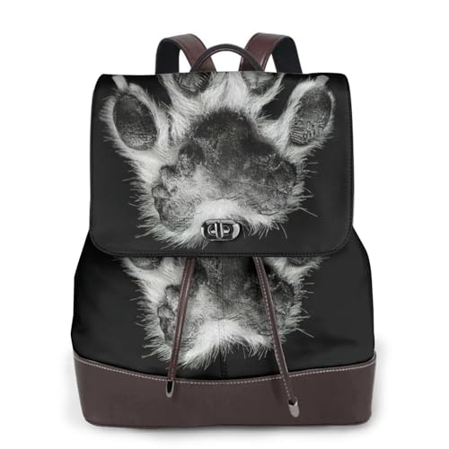 Sac à dos ordinateur cuir imprimé pattes pour le campus, le voyage et les loisirs
