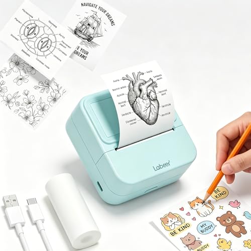 Image of Mini Label Maker Machine with Tape, Portable (Blue)