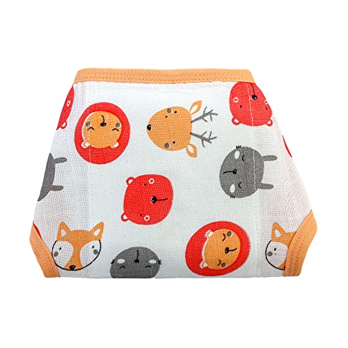 Image of Pom Pom Sweethearts Washable Reusable Cotton Muslin U Shape Lace Nappy,Langot For New Born Baby - (Pack of 5, Animal Face Print, 0-3 Months)