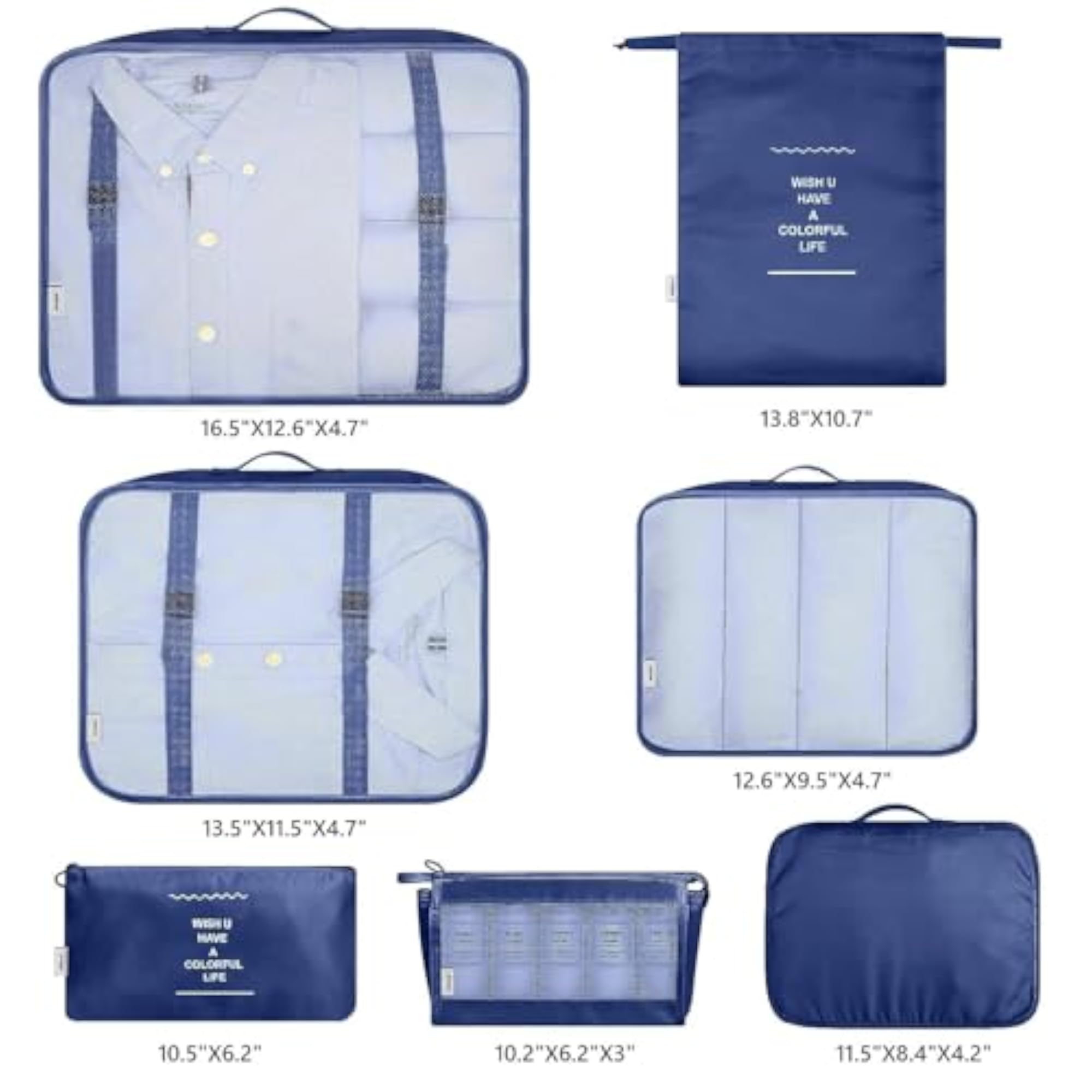 Lightweight Travel Essential Bag with 7 Packing Cubes