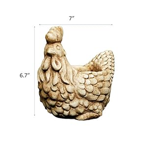 Classic Home and Garden Cement Buddies Indoor Outdoor Rooster Chicken Planter, Tan, 5in Classic Home and Garden Cement Buddies Indoor Outdoor Rooster Chicken Planter Tan 5in