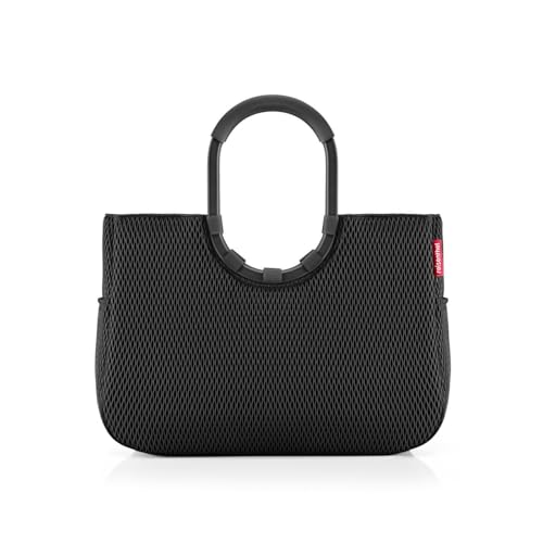 reisenthel loopshopper L mesh black – Stabile Tasche mit praktischen Fächern aus recycelten PET-Flaschen – Charmantes und wasserabweisendes Design
