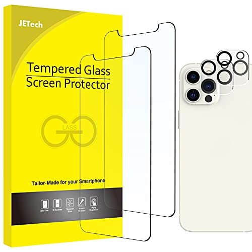 JETech Screen Protector and Camera Lens Protector Compatible with iPhone 12 Pro Max 6.7-Inch, Tempered Glass Film, 2-Pack Each