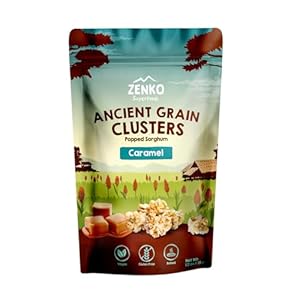 ZENKO Ancient Grain Clusters – Caramel (24x35g) | Vegan, glutenvrij, 10% proteïne | Healthy snack | Net als popcorn!
