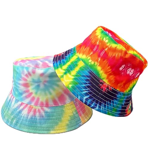 Rainbow Tie Dye Bucket Hat for Woman & Men, 2-in-1 Travel & Sun Hat – Birthday Gifts for Mom, Grandma, Sister, or Friend