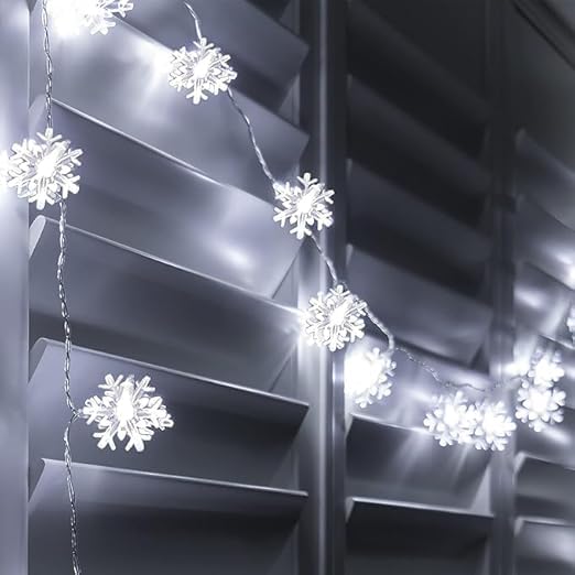 GloBrite Snowflake Lights with 80 LED Lights - Window Christmas Lights with 2 Modes - Window Lights Christmas Decorations Fairy Lights for Bedroom - Battery String Lights Home Decor & Christmas Gifts