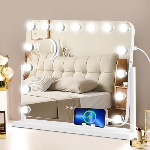 CROWNSHOP Hollywood Vanity Mirror with LED Lights 58x53cm 3 Colour Settings