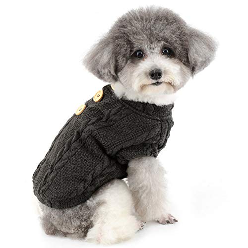 ZUNEA Pull Chaud pour Petit Chien Chiot Pull-Overs Manteau d'hiver Doublé Polaire Motif Tricot Chat Veste Vêtements pour Animaux Chihuahua Yorkshire Gris XXL Cover
