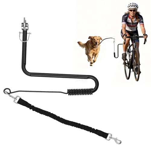 Laisse de vélo mains libres pour chien, rotation à 180 °, noyau en acier absorbant les chocs, laisse réglable pour chiens de taille moyenne et grande, pour...