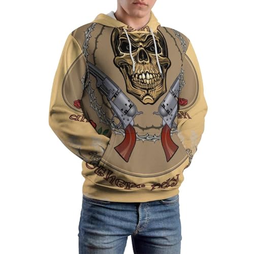 Sweatshirt à capuche manche longue au motif crâne rétro, confort doux S